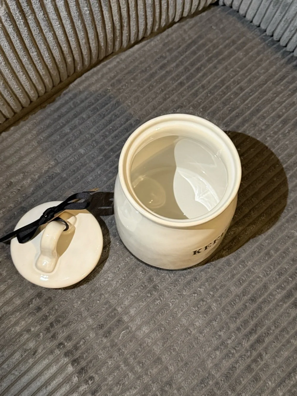 Rae Dunn White & Black Ceramic KEEP. Storage Jar with Lid- NWT- Farmhouse Decor